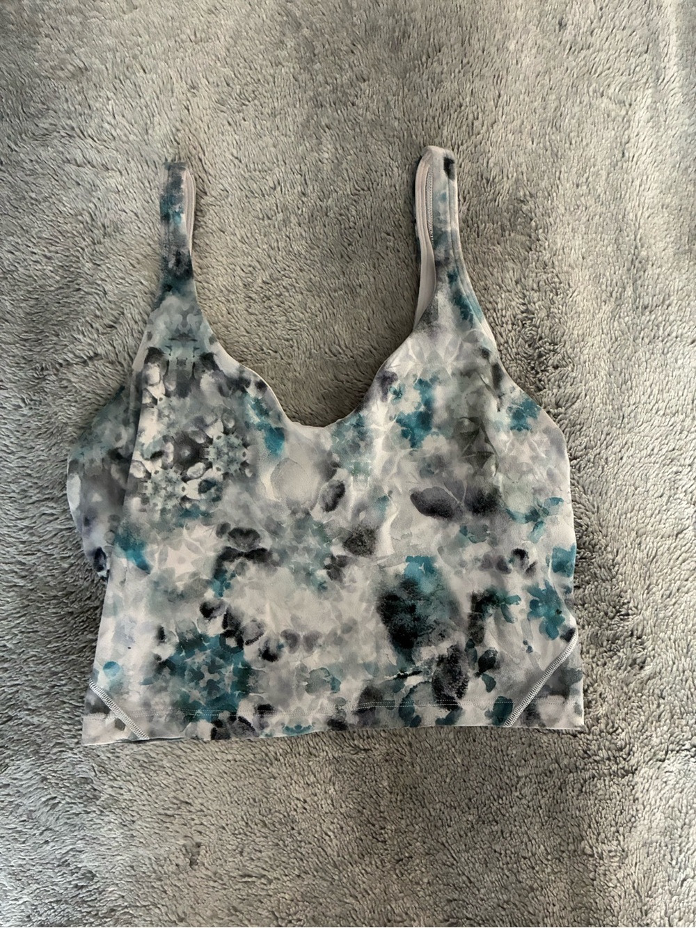 lululemon athletica Floral Wash Cropped Camisole in Teal and Gray